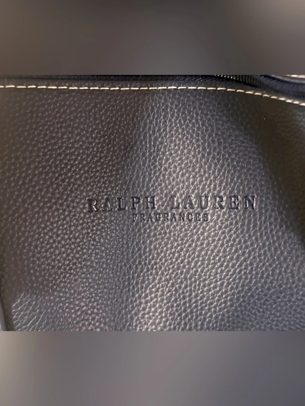 Classic !Ralph Lauren Navy and White Polo Large Vegan Leather Duffel Bag